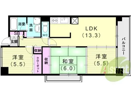 スペランツァ西神戸(3LDK/6階)の間取り写真