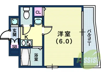 エステムコート神戸三宮山手センティール(1K/5階)の間取り写真