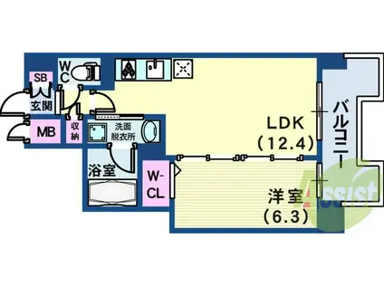 L・ISOBE三宮(1LDK/7階)の間取り写真
