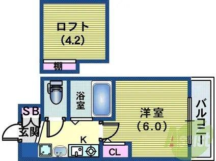 エステムコート三宮駅前ラ・ドゥー(1K/3階)の間取り写真