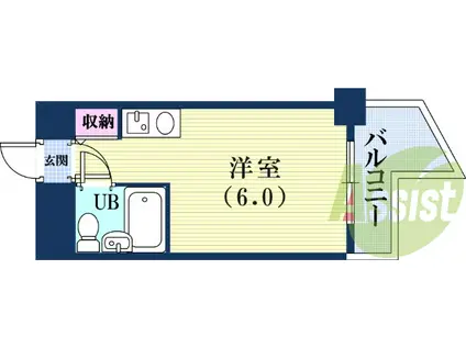 コスモプラザ三宮(ワンルーム/4階)の間取り写真