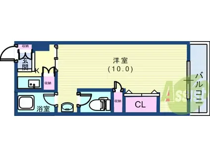 マンションカザミドリ(1K/1階)の間取り写真