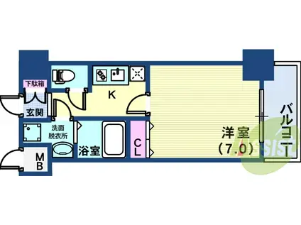スワンズ新神戸ウィータ(ワンルーム/2階)の間取り写真