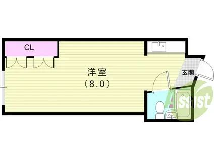 生田マンション(ワンルーム/2階)の間取り写真