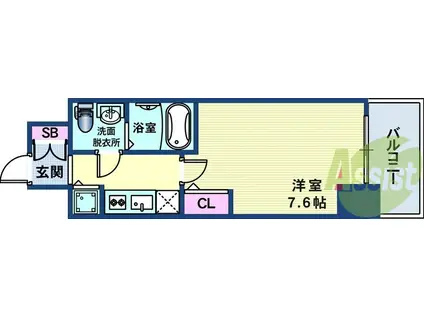 S-RESIDENCE神戸磯上通(1K/8階)の間取り写真