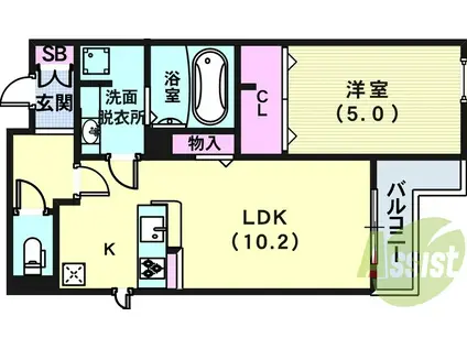 テラコート北野坂(1LDK/2階)の間取り写真