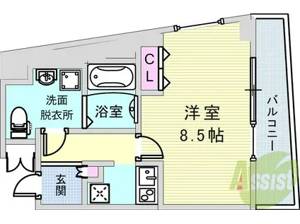 ドルチェヴィータ王子公園(1K/2階)の間取り写真