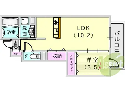 マ・メゾン岩屋(1LDK/1階)の間取り写真