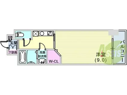 グレンパーク兵庫駅前(1K/9階)の間取り写真