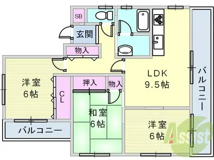 フォレストホーム(3LDK/4階)の間取り写真