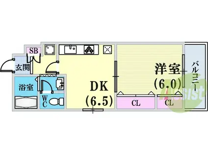 大林マンション(1DK/4階)の間取り写真