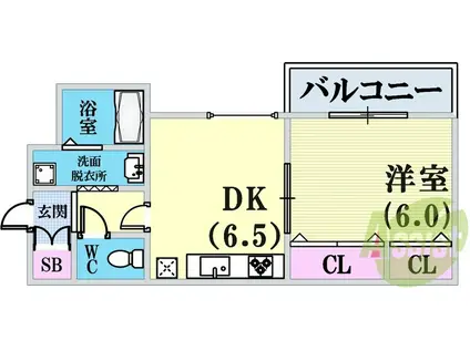 大林マンション(1DK/3階)の間取り写真