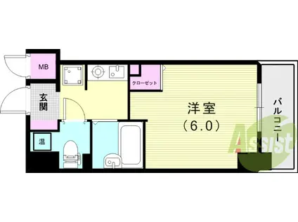 エステムコート神戸西(1K/3階)の間取り写真