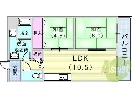 グランアルブル(2LDK/1階)の間取り写真