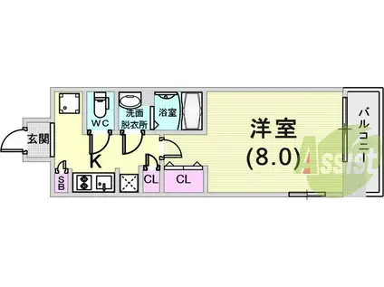 W-STYLE神戸Ⅱ(1K/12階)の間取り写真