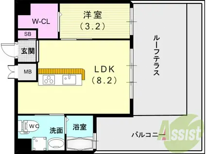 ザ・コッチ神戸(1LDK/10階)の間取り写真