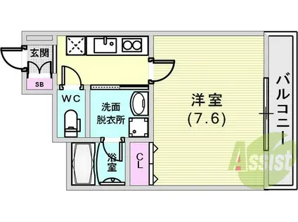 アドバンス神戸アルティス(1K/2階)の間取り写真