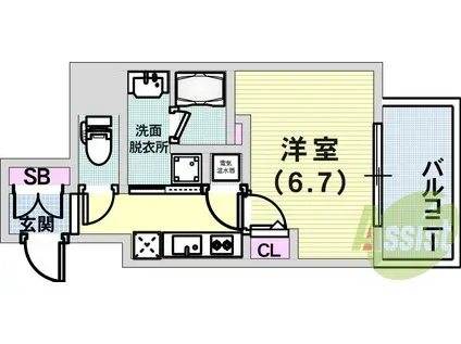 アドバンス神戸アルティス(1K/5階)の間取り写真