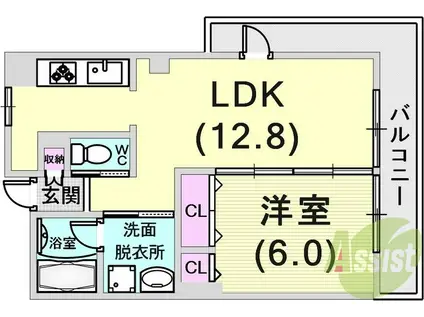 アーバネックス神戸駅前(1LDK/9階)の間取り写真