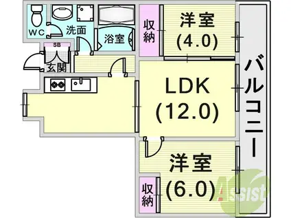 昭和レジデンス(2LDK/4階)の間取り写真