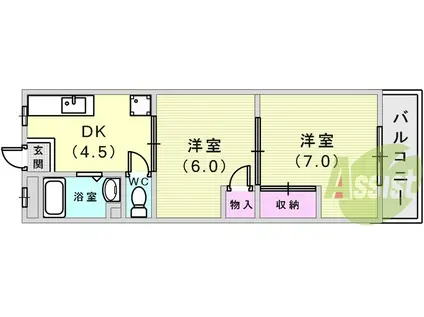 平野マンション(2DK/3階)の間取り写真