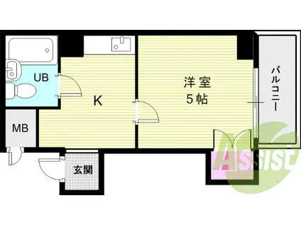 ヴィラパックス神戸(1K/4階)の間取り写真