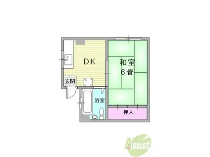 グラディート神戸Ⅱ(1DK/4階)の間取り写真