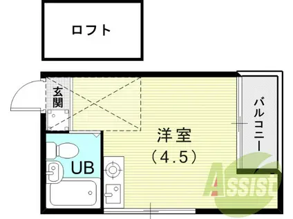 オプティ神戸(ワンルーム/2階)の間取り写真