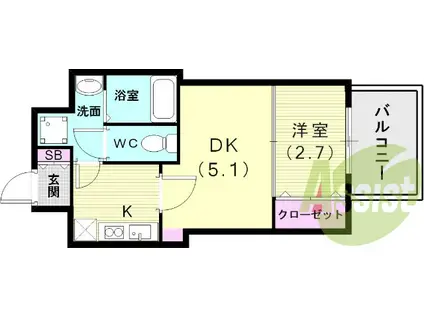 セレニテ神戸西クレア(1DK/7階)の間取り写真