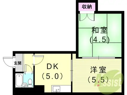 平野サンロイヤル(2DK/4階)の間取り写真