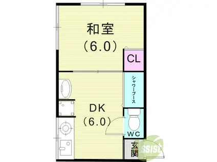 石井荘(1DK/2階)の間取り写真