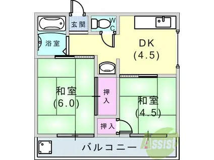 第2坂田ビル(2DK/2階)の間取り写真