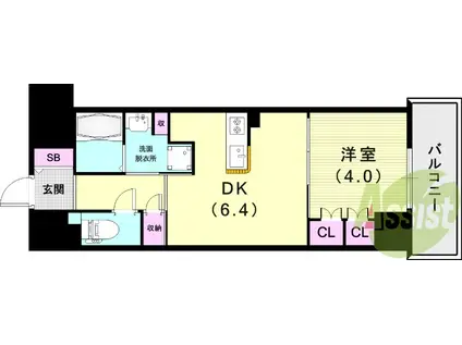 神戸元町NOAH(1DK/1階)の間取り写真