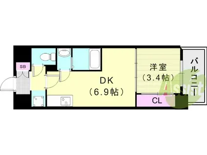 SDグランツ神戸ランドマーク(1DK/10階)の間取り写真
