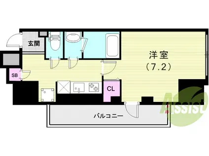 アプリーレ三宮イースト(1K/10階)の間取り写真
