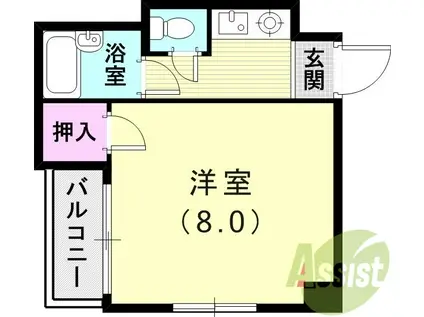 黒田マンション(ワンルーム/2階)の間取り写真
