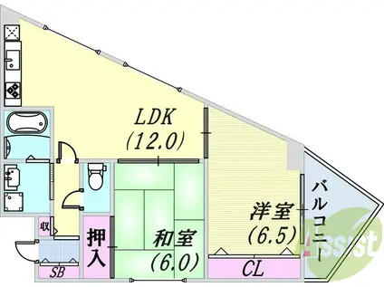 シェ・ラ・三川口(2LDK/2階)の間取り写真
