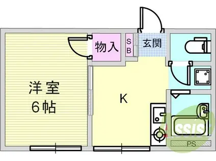 メゾニティ三川口(1K/1階)の間取り写真