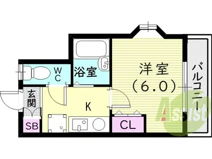 リーフテラス(1K/2階)の間取り写真