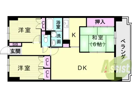 ライオンズマンション西鈴蘭台第2(3LDK/7階)の間取り写真