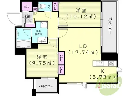 ソフィット宮川(2LDK/4階)の間取り写真