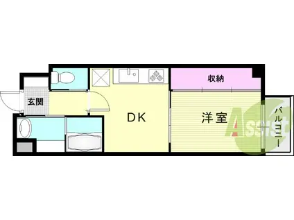 コスタレイ神戸三宮(1DK/3階)の間取り写真