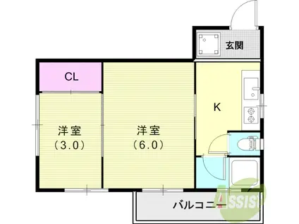 さつきマンション(2K/4階)の間取り写真