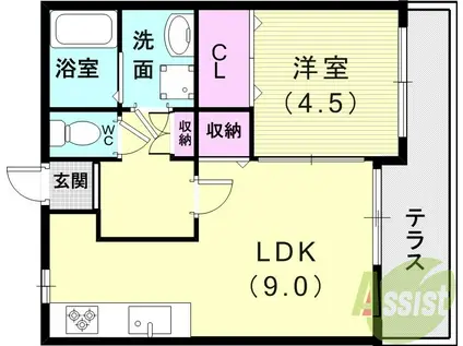 リーフテラス(1LDK/1階)の間取り写真