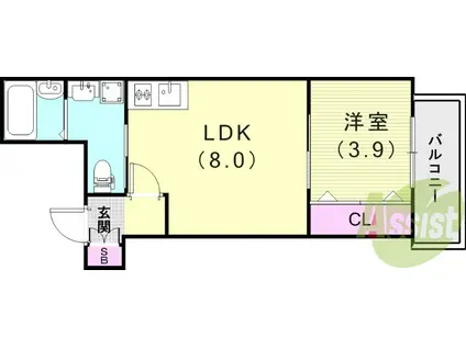 NET-K片山町(1LDK/1階)の間取り写真