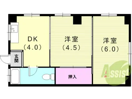 栄マンション(2DK/4階)の間取り写真
