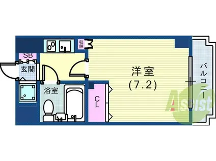 ライオンズマンション三宮東第2(1K/11階)の間取り写真