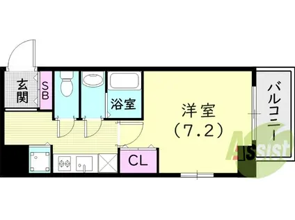 アドバンス神戸マーレ(1K/1階)の間取り写真