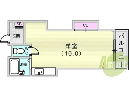 サイコート兵庫(ワンルーム/5階)の間取り写真