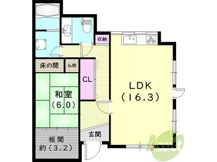 明泉寺町シェアハウス(1SLDK/1階)の間取り写真